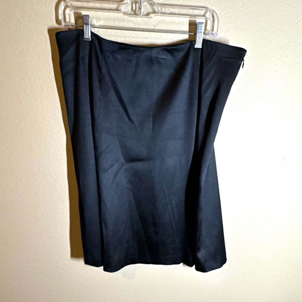 INC International Concepts Women’s Satin A-Line Knee Skirt Black Size 14 Zip